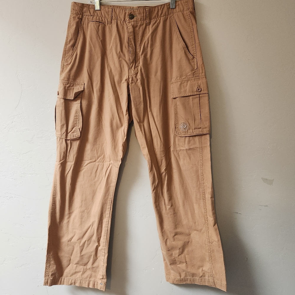 Margaritaville Tan Pants Size 36x32 Cargo Relaxed Fit Multi P9ckets Canvas
